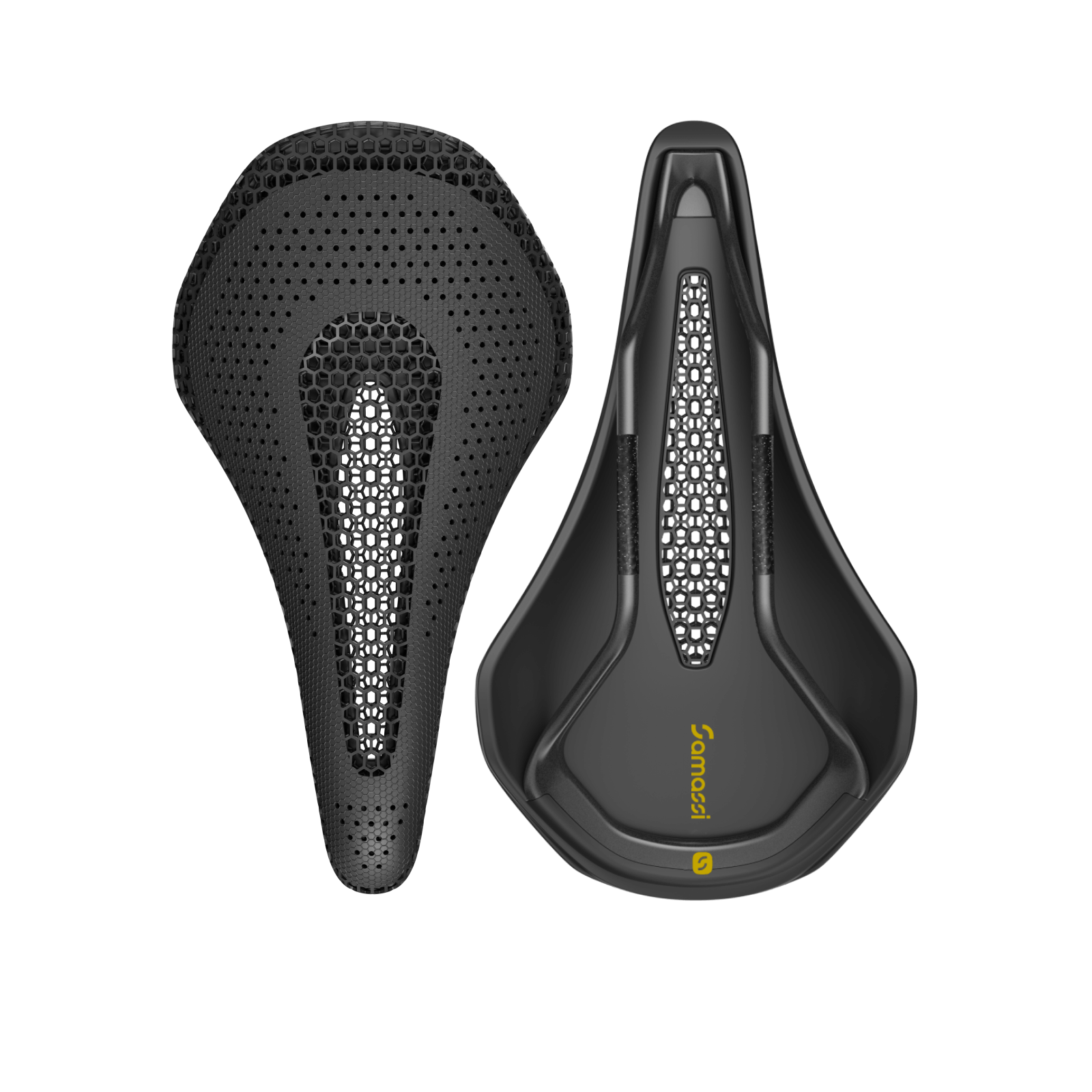 R6 bike saddle featuring advanced carbon fiber and nano PU printing for optimal comfort and durability.